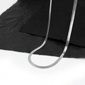 Minimalist silver flat snake chain necklace with sleek metallic finish on black background - Single Flat Snake Chain / Silver Flat Snake Chain