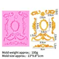 Pink baroque relief silicone mold for fondant featuring vintage frame and ribbon styles - 1# B459 Bowknot Frame / Pink