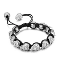 Gothic skull bead bracelet for men with adjustable black braided rope and steel charms - Steel Color (KB143395-Z)