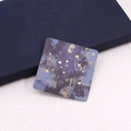 Square earring display card with blue gold butterfly patterns on textured background - Floral Sea Series No. 8 - Blue Gold Butterfly