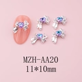Dettaglio di ciondoli per unghie 11x10mm con cristallo a cuore viola e base in argento - Base Argento Cuore Viola (AA20)