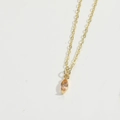 Elegant gold necklace with champagne marquise-cut cubic zirconia pendant on white background - Orange (Gold)