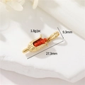 Golden corn-shaped 14K pendant with red bead inlay and detailed size measurements - Corn Shape