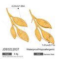 18K vergulde roestvrijstalen blad oorbellen met afmetingen en gewicht specificaties - Gouden Verlengde Blad Oorbellen (JDE0212037)