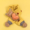 Yellow knitted children scarf with cute teddy bear and pom pom for kids age 1-3 - Yellow-Scarf