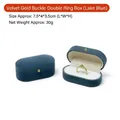 Lake blue velvet jewelry box with gold buckle for double rings and small studs - Single Ring Box / 7.5*4*3.5cm / Lake Blue