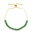 Bracciale dorato regolabile con zirconi verdi taglio marquise e chiusura a scorrimento - Verde