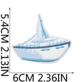 Detailed view of sailboat embroidered patch with dimensions 5.4cm height and 6cm width - Blue Sailboat Style (15号)
