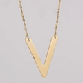 18K gold-plated stainless steel necklace featuring a minimalist letter V pendant - Gold Letter V (With Chain)