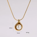 Collier doré vintage français avec pendentif goutte d'eau et perle blanche incrustée - Style Goutte d'Eau Dorée Enveloppée (Style 10)