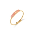 Verstellbarer 18K vergoldeter MAMA Ring mit rosa Emaille und kleinem Zirkonia-Stein - Einstellbar Offen / Gold-Rosa