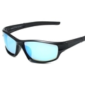 Gepolariseerde sportzonnebril met zwart montuur en blauwe spiegellenzen UV400 - Zwart Frame / Ijsblauw Spiegel