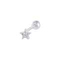 Clou d'oreille étoile en argent sterling S925 avec zircons blancs et fermoir à vis - Étoile Pavée #18