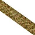 Mixed natural stone 2.5mm square bead string in earthy green and brown tones - Unakite