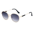 Gafas de sol redondas con montura de metal dorado y lentes de degradado gris - Oro/Doble Gris