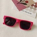 Stylish rose pink rectangular sunglasses with dark lenses and silver metal details - Rectangle Square with Rivets / Red Egg Pink