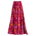 Gonna maxi boho a vita alta con stampa floreale astratta magenta e spacco laterale - Taglia unica / Pantaloni e gonne / Floreale Rosso