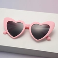 Pink heart-shaped children's sunglasses with black UV400 lenses and matte finish - Frosted Pink Frame Gray Lens