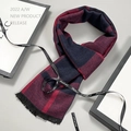 Classic red and black plaid wool scarf for men with fringe details for winter warmth - Red and Black Plaid (TK024) / 180*30cm