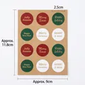 Étiquettes rondes de Noël en papier kraft, diamètre 2,5 cm, pour scellage de cadeaux - Thème de Noël / Diamètre 2,5 cm (12 pièces/feuille)