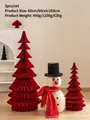 3-piece red honeycomb paper Christmas set with two trees and a snowman decoration - Set 6 (3pcs)