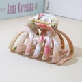 Pink and green marble pattern ABS large hair claw clip with gold spring detail - #abs Orange-octopus / Bulk (No Packaging)