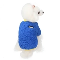 Royal blue pet fleece hoodie with yellow ribbed trim for small dogs and teddy bears - Blue