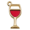 Ciondolo a forma di calice di vino rosso in lega dorata per gioielli e bracciali - Wine Glass / 8x19mm