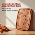 Mini ebony wood cutting board for kids with cute cat engravings, 32x24x2cm size - Engraved Flat Board 32*23.5*2cm