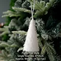 White plush Christmas tree ornament 14cm hanging on green branch with snowy texture - Plush Tree Shape