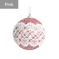 Pallina di Natale rosa con pizzo bianco e glitter finitura diametro 8 cm decoro - Diametro 8cm/11g / Rosa