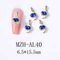 Golden snake nail charm with blue gemstone, 6.5x15.5mm size detail for manicure - Gold Snake Style With Blue Gemstone (AL40)