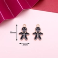 Gingerbread man pendant in black enamel with gold trim and rhinestones, 18x12mm size - 28# Gingerbread Man