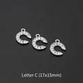 Three silver-plated rhinestone letter C charms for DIY jewelry making 17x15mm size - Letter C (10 Pcs)
