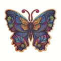 Vibrant butterfly wood puzzle with colorful mandala pattern and irregular shaped pieces - S / Butterfly - Plastic Box