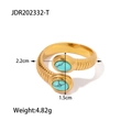 Detailed close-up of a snake-shaped gold-plated ring with turquoise stones and dimensions - Turquoise Style Stone (JDR202332-T)