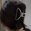 Silver metal hair claw clip in a geometric crescent design for a stylish women look - Silver Semicircle Metal(FJ142)