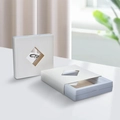 White and light blue PE film floating frame display box for rings and jewelry - White Paper Sleeve + Inner Box (Diamond Opening) / 7*7*2cm / White