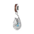 Retro S925 sterling silver cowboy hat charm with blue gems and feather details - Dreamcatcher Feather Charm (SCC2565)