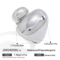 Polished silver heart ring in stainless steel with waterproof hypoallergenic design - Thick 3D Mirror Heart Style (JDR2405081-s)