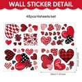 Wandtattoo-Set Valentinstag mit roten Herzen und Rosen, 48-teilig für Romantik-Deko - 20*30cm*4 Blätter / Herz Und Rose Stil (UV24Y12908T_T)