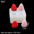White 4-cavity silicone strawberry mold with 2.4cm realistic red fruit samples - 3# Medium Transparent