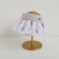 Detail of light purple sun visor with quilted brim and colorful rabbit floral patterns - Purple / 54cm (4-12 Years)