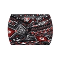 Elastic yoga headband featuring a black, white, and red bohemian twist knot pattern - 20-Boho Geometric