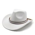 Classic white felt western cowboy hat with star studded band for men and women - M (56-58cm) / White