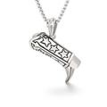 Collana con ciondolo a stivale argentato con incisione a stella e catena box in acciaio - Ciondolo Stivale da Cowboy Stella (KP33235-D)