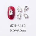 Detail of 6.5x9.5mm alloy nail art charm with silver base and drop-shaped gemstone - Silver Clear Zircon Drop Style (AL12)