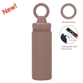 Brown matte stainless steel insulated water bottle with magnetic booster ring accessory - Light Coffee