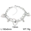 Bracciale a doppio strato in acciaio inossidabile argento con ciondoli a cuore - Bracciale Color Acciaio (KB202986-Z)