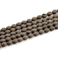Macro detail of oval geode agate beads with matte grey-brown natural stone texture - Electroplated Coffee